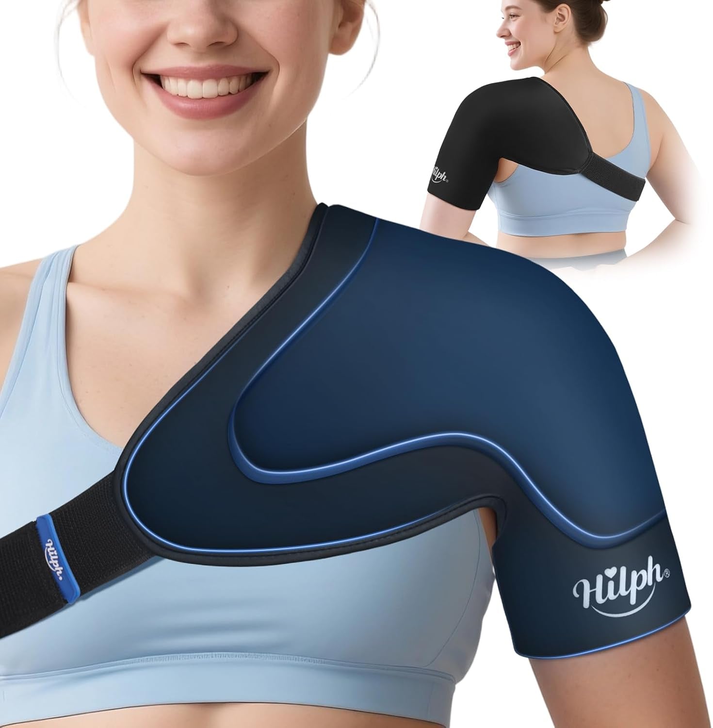 Shoulder Ice Pack Wrap for Rotator Cuff & Arm, Double-Layer Gel Shoulder Cold Therapy Wrap with Compression for Targeted Area, Easy to Put on & Take Off, Flexible Fit for Men & Women, Medium