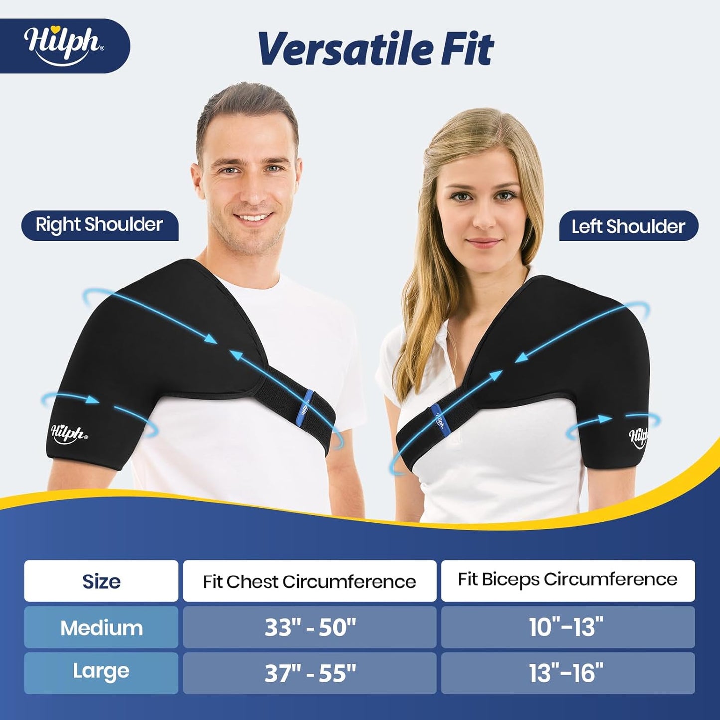 Shoulder Ice Pack Wrap for Rotator Cuff & Arm, Double-Layer Gel Shoulder Cold Therapy Wrap with Compression for Targeted Area, Easy to Put on & Take Off, Flexible Fit for Men & Women, Medium